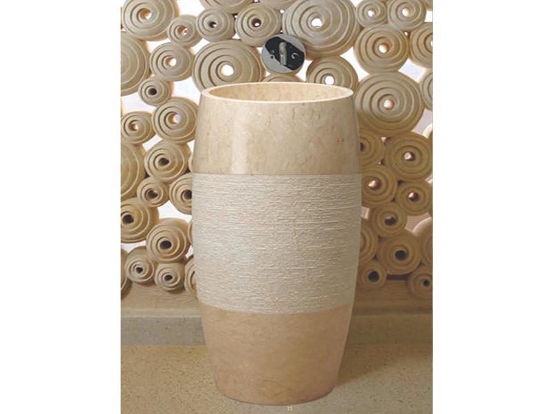 Ortası Tarama Bej Mermer Dikey Lavabo