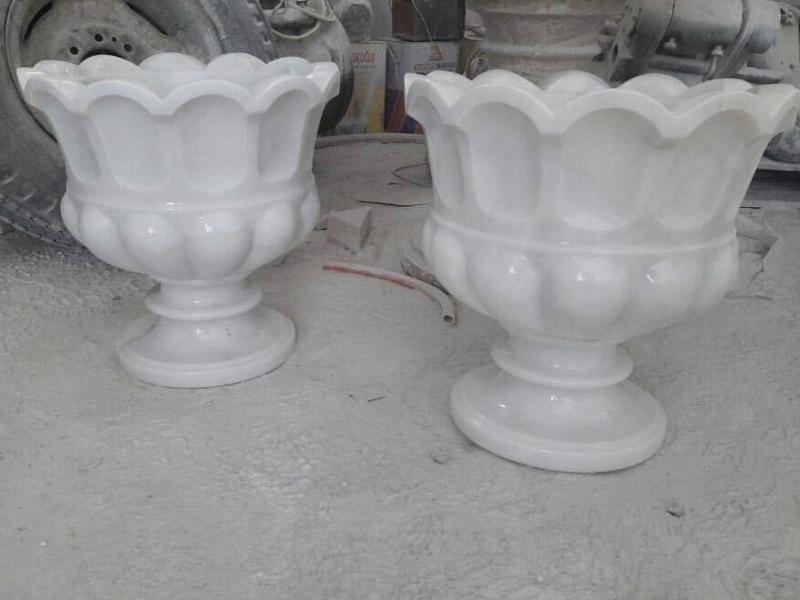 Fırfırlı Kavun Dilimli Beyaz Saksı