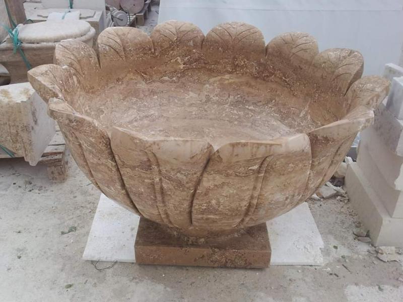 İşlemeli Noçe Traverten  Saksı