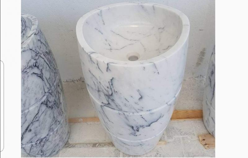 Ağzı Eğri Leylak Mermer Dikey Lavabo