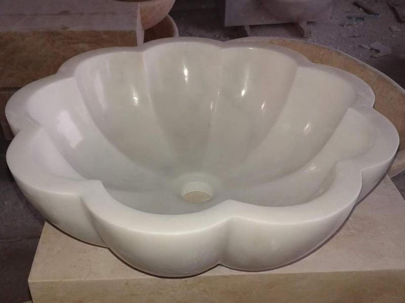 Papatya Beyaz Mermer Evye & Lavabo