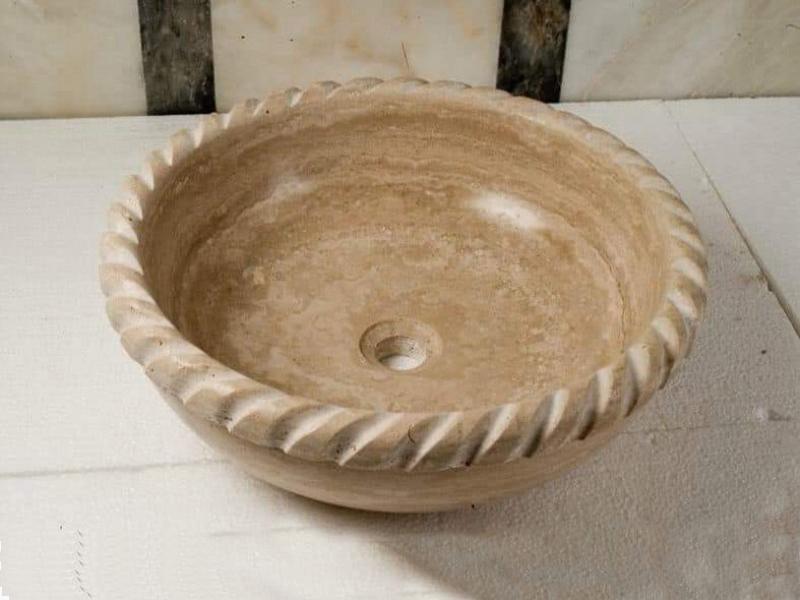 Çanak Boğumlu Traverten Lavabo