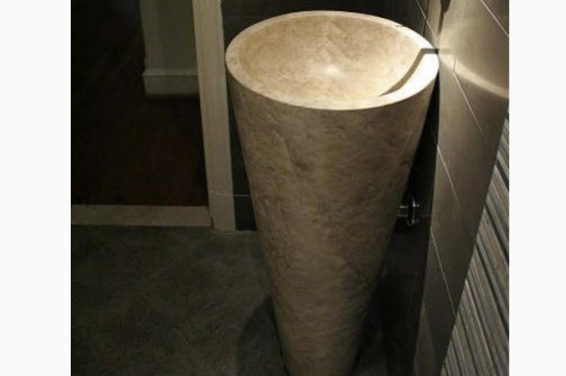 Tek Parça Traverten Dikey Lavabo