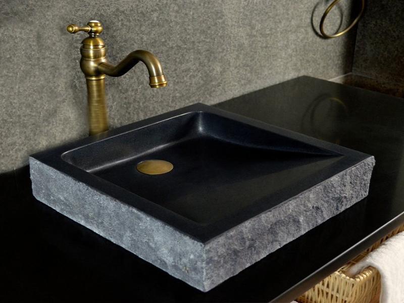 Bazalt Dışı Patlatma Siyah Lavabo 