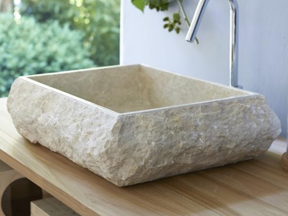 Krem Bej Oval Patlatma Köşeli Lavabo & Evye