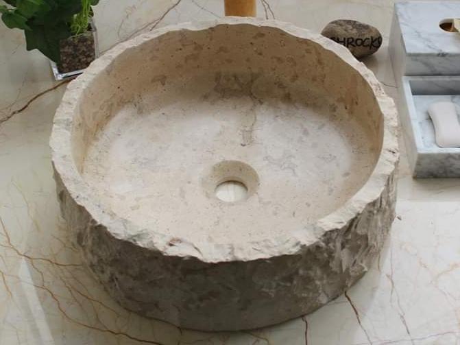 Patlatma Traverten Lavabo & Evye