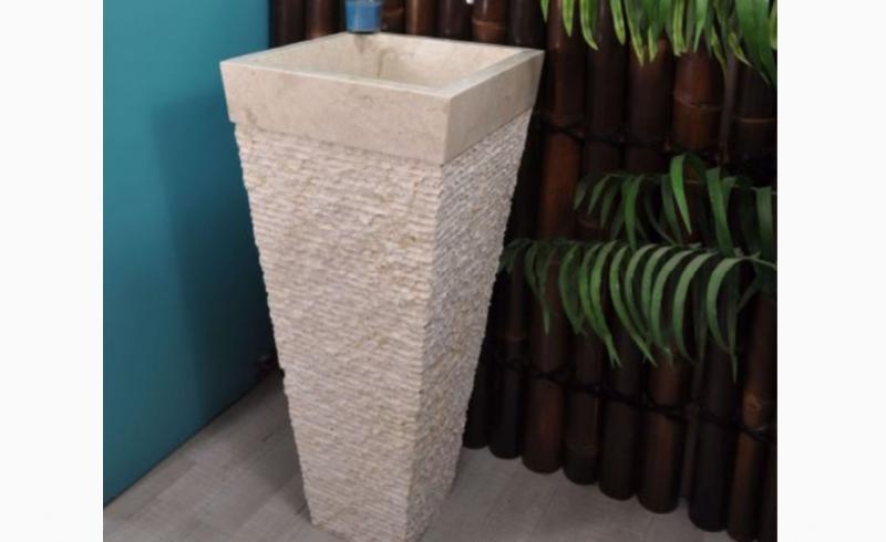 Patlatma Bej Mermer Dikey Lavabo