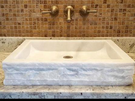 Beyaz Mermer Dışı Patlatma Kare Lavabo