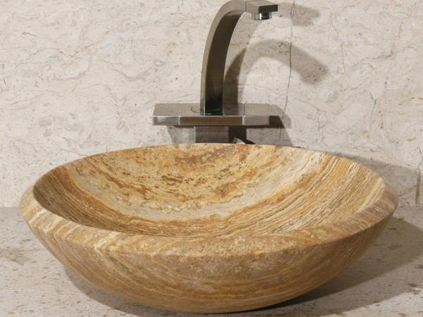 Çanak Sarı Traverten Lavabo & Evye