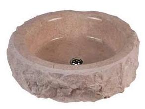 Doğal  Patlatma Bej Mermer Lavabo & Evye