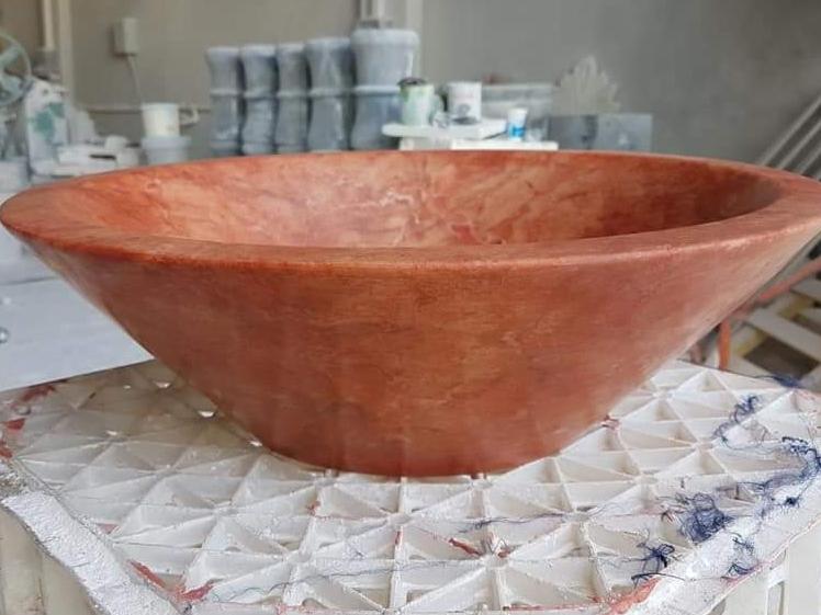 Dip V Kırmızı Traverten Evye & Lavabo