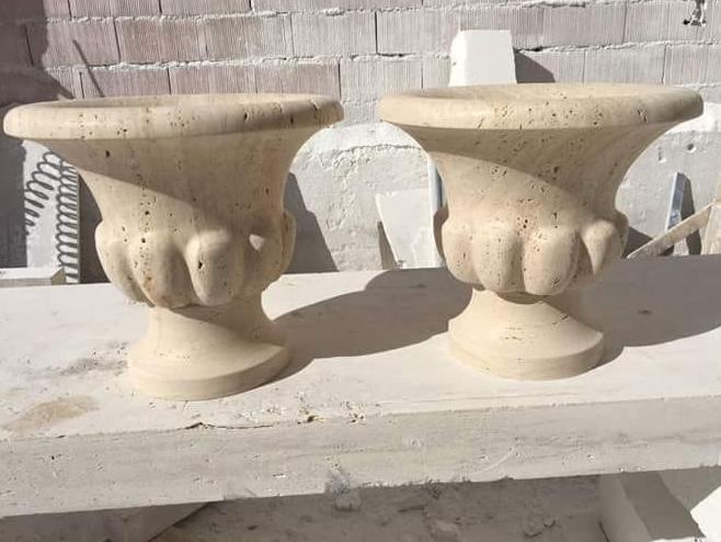 Kavun Dilimli Traverten Saksı