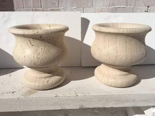 Doğal Traverten Saksı