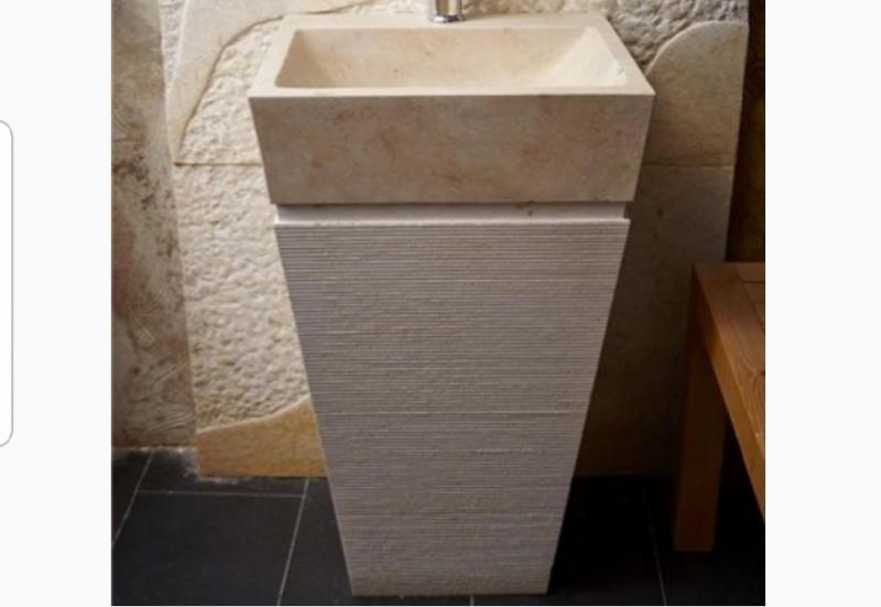 Kare Bej Mermer Dikey Lavabo
