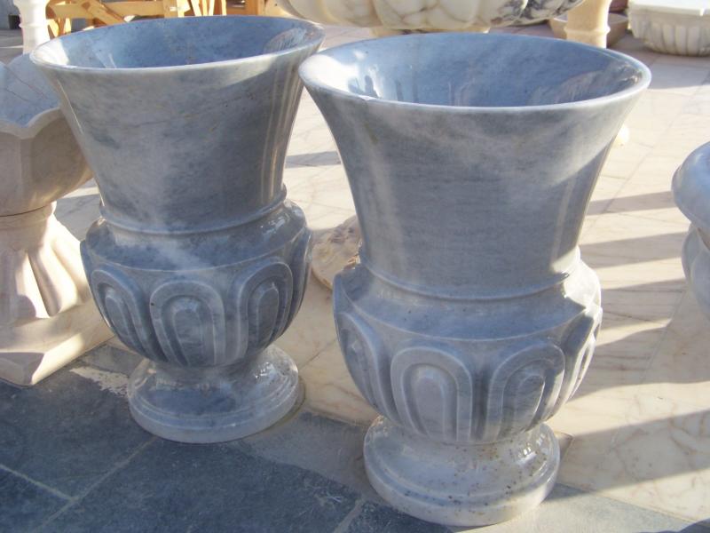 Gri Boğumlu Mermer Saksı