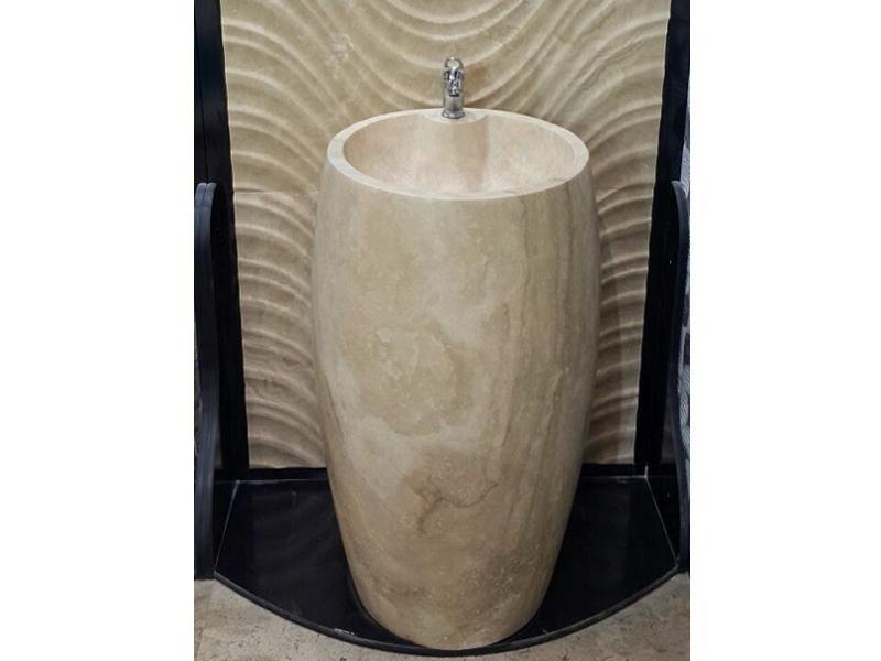 Traverten Oval Mermer Dikey Lavabo