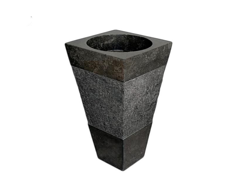 Kare Tarama Siyah Mermer Dikey Lavabo