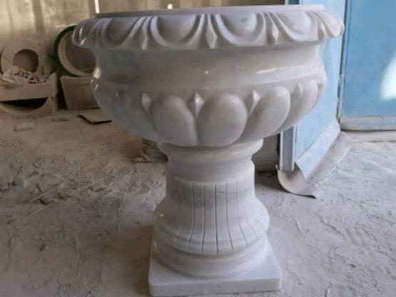 İşlemeli Marmara Mermer Saksı