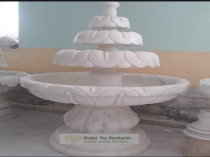 Beyaz Mermer Yaprak Desen İşlemeli Fıskıye