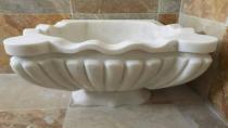 Elips Fırfırlı Beyaz Mermer Kurna