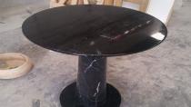 Yuvarlak Siyah Mermer Masa