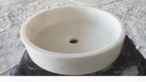Silindir Beyaz Mermer Mini Lavabo