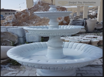 Bulutlu Beyaz Mermer Özel İşlemeli Geniş çanaklı Fıskıye