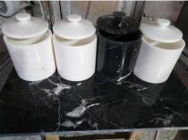 Siyah Beyaz Mermer  Tekli Çöp Kovaları