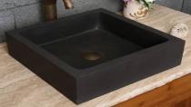 Kare Siyah Bazalt Lavabo & Evye