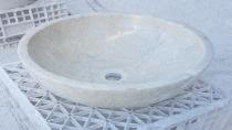 Çanak Bej Mermer Mini Lavabo