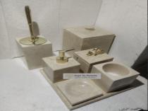 Bej Mermer Kare Banyo seti 7 li