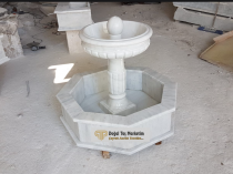 Beyaz Mermer Havuzlu Mini Fıskıye