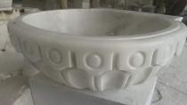  Beyaz Mermer İşlemeli Mermer Kurna